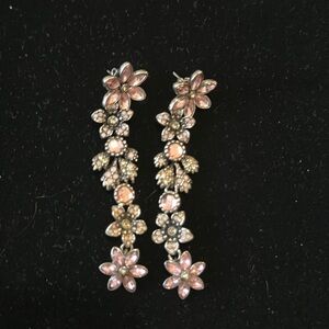 PINK FLORAL DANGLE EARRINGS